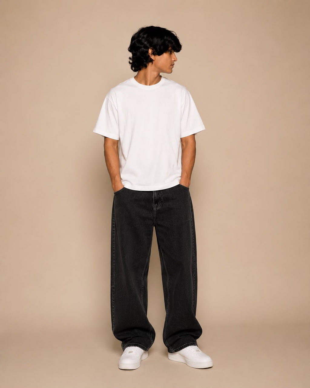 Bright Mind white tee - full body front view